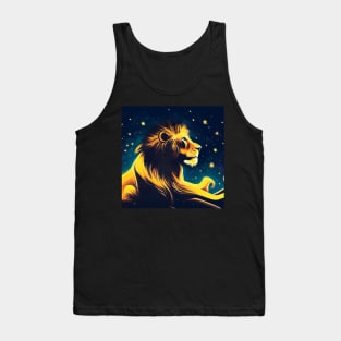 Lion Profile in the Stars Art Tank Top